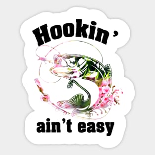 Hookin' Ain't Easy Hippie Fishing Sticker
